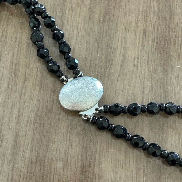 Vintage! 2 Austrian Black Crystal Double Strand Necklaces - Picture 6 of 9